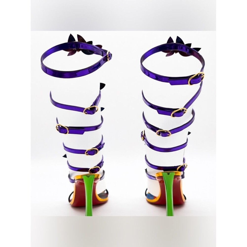 Christian Louboutin Marvel Sea Warrior Gladiator Knee High Sandal Metallic 40.5 - Picture 9 of 14